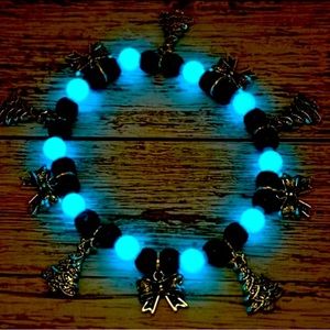 Handmade Christmas Charm Bracelet with Glow-In-The-Dark Beads!